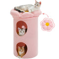 2-Storey Cat Beds for Indoor Cats Large Cat House with Removable Flower Cat Bed, Cute Cat Cave Cat Hideaway Indoor Cat  Condo