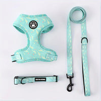 Breathable Adjustable Knit Fabric Dog Harness and Leash Set-All-Season Chest Vest with Press Buckle-for Small,Medium,Large Breed