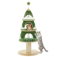 Christmas Festival Cat Tree Tower with 3 Cozy Condos,Sisal Scratching Posts,Cat House Bed Cat Furniture,Cat Accessories for Cats