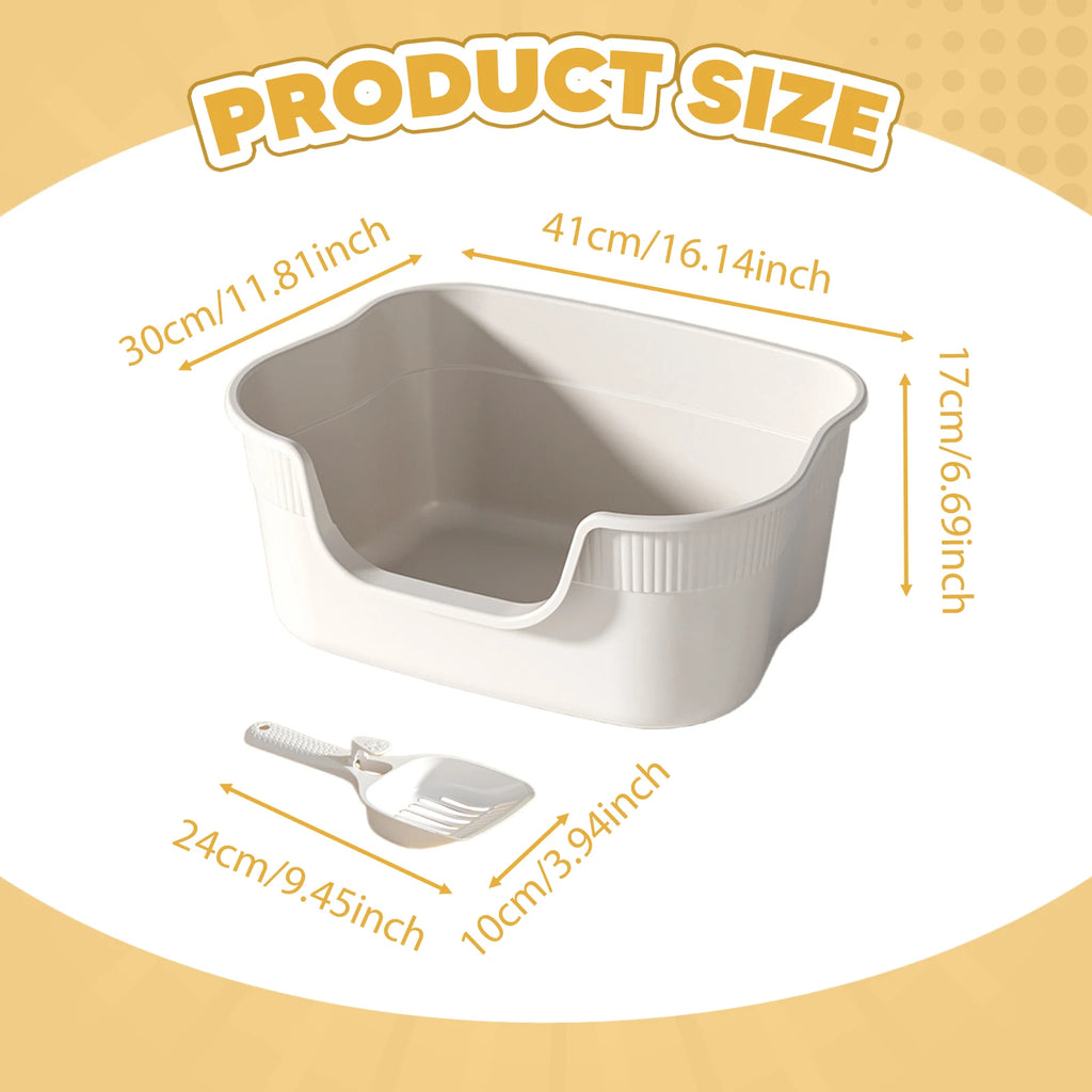 Semi Enclosed Cat Litter Box Anti Splashing Cat Toilet Sand Box with Litter Shovel Pet Bedpan Tray Pet Cleaning Supplies