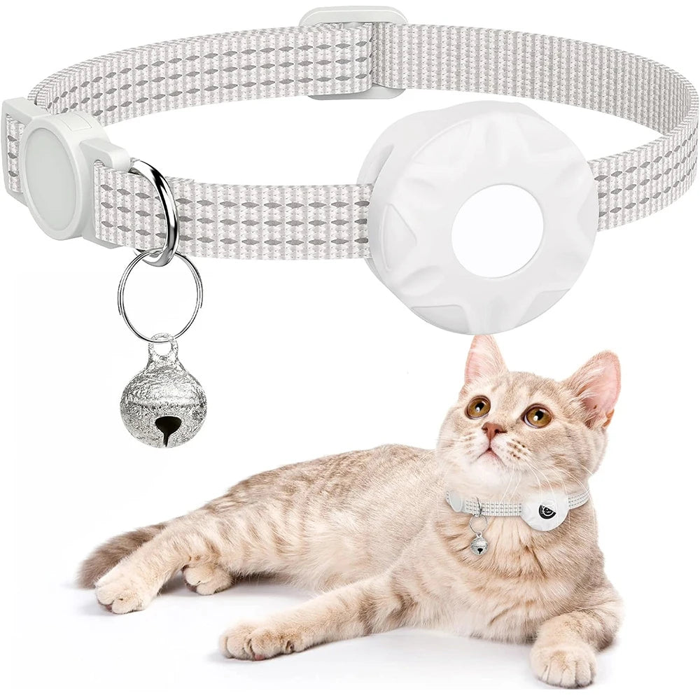 for Apple AirTag Cat Collar,Air Tag Pet Collar with airtag Holder and Bell Reflective GPS Kitten Collar for Girl Boy Cats gatos