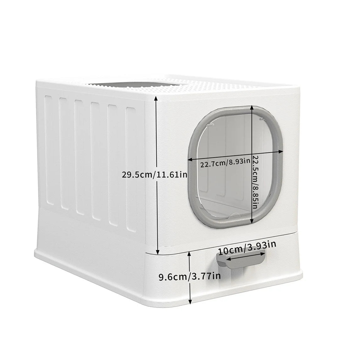 Cat Litter Box with Drawer,Enclosed Plastic Litter Box for Cat with Lid and Scoop,Front & Top Doors,Acrylic Window Little Box