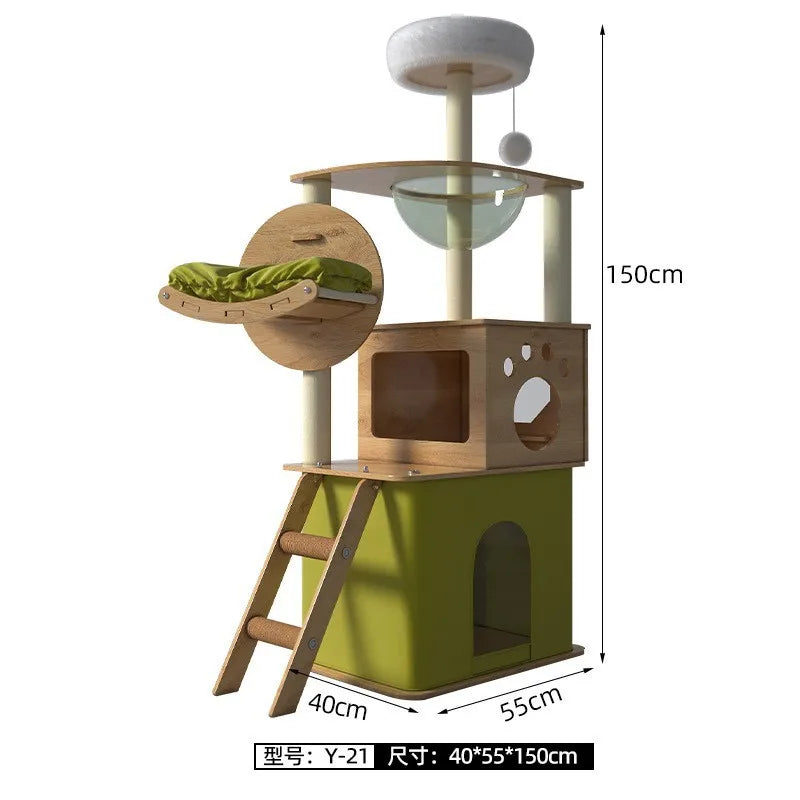 Cat Tree with Cat House Scratching Post Jumping Platform and Large Space Capsule Design for Cats Non-Space-Consuming Toy