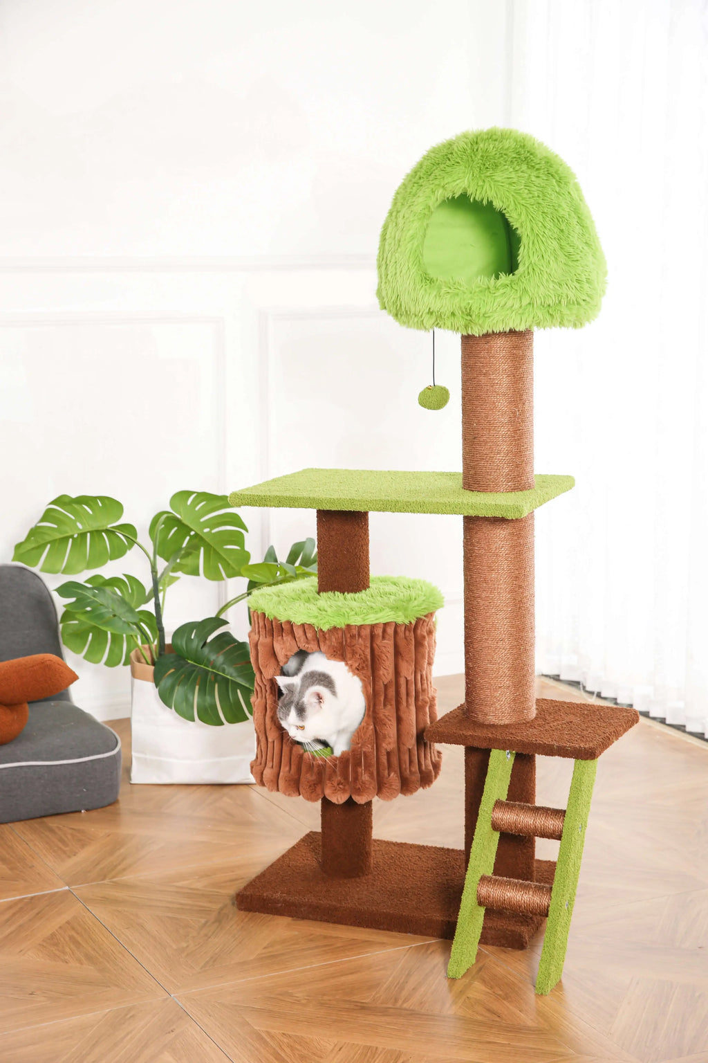 *---OEM Green Extra Large Cat Tree Xxl Texture Velvet Multi-Level Cat Climbing Tower Condos Thick Sisal Scratching Posts