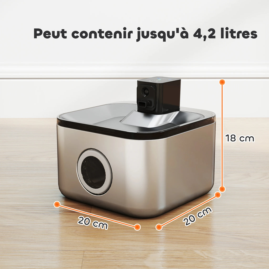 PawHut 4.2L Stainless Steel thread Automatic cat Water Fountain with Ultra-silent pump, LED indicator, 4000 m battery