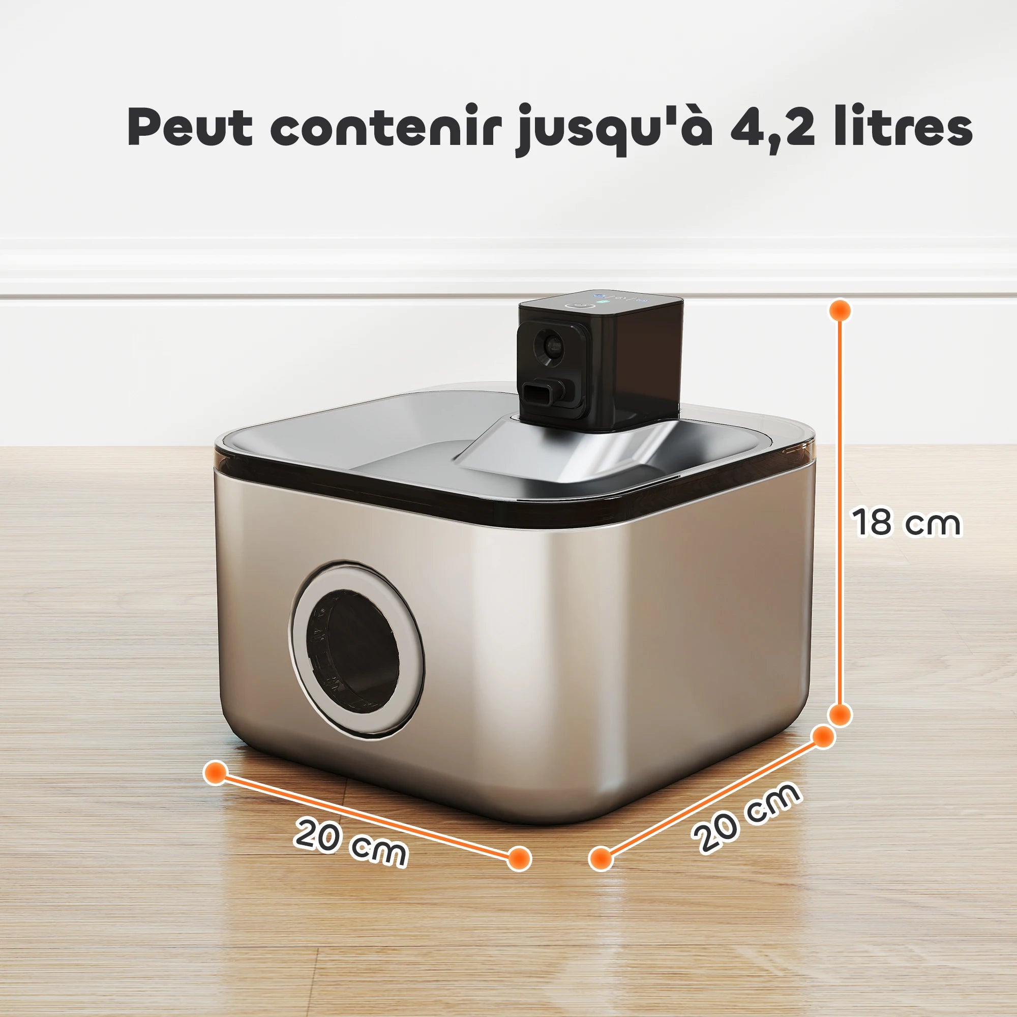 PawHut 4.2L Stainless Steel thread Automatic cat Water Fountain with Ultra-silent pump, LED indicator, 4000 m battery