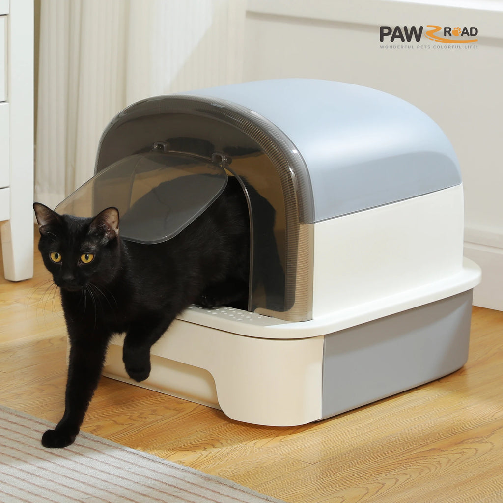 Foldable Cat Litter Box with Cat litter Scoop and Lid Indoor Large Drawer Type Enclosed Cat Toilet Anti-Splashing Easy to Clean
