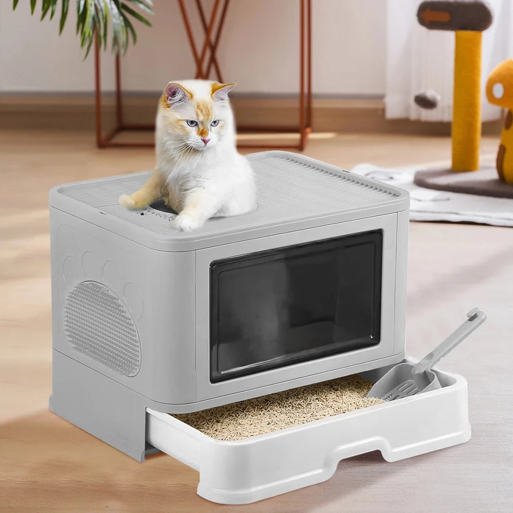 Cat litter tray-foldable Cat toilet home-48.5*38cm-pink/gray/blue