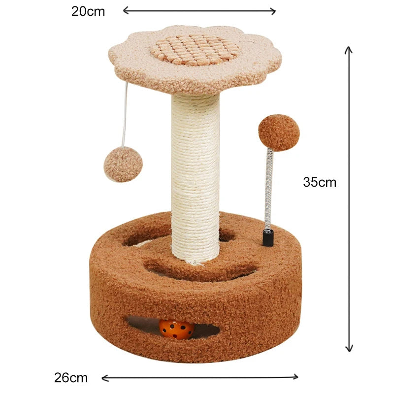 Sunflower Sisal Cat Tree Small Cat Scratching Post With Interactive Balls Cat Jumping Platform & Scratcher For Kittens