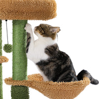 Cactus Cat Tree Cat Tower with Basket Lounger,Spacious Condo, Top Perches, Natural Sisal Scratching Post, Cat furniture,Cat Toys