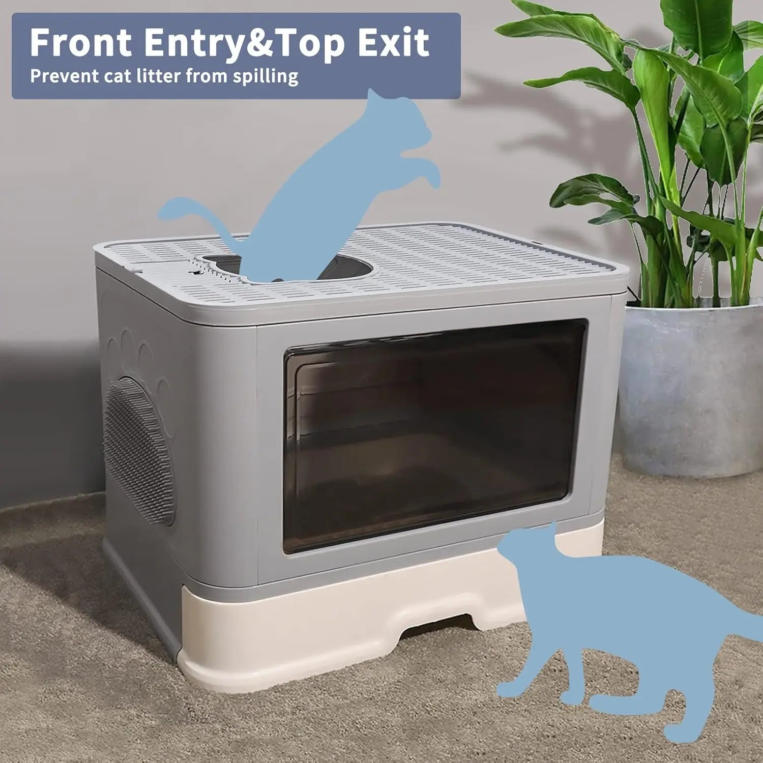 Cat litter tray-foldable Cat toilet home-48.5*38cm-pink/gray/blue