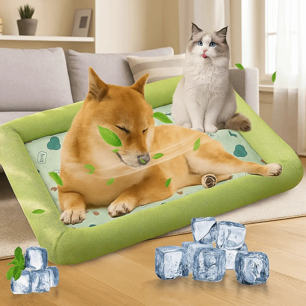 Durable Square Cooling Puppy Bed Breathable Neck-protecting Pet Cooling Mat Soft Wear-resistant Dog Sleeping Pad Home