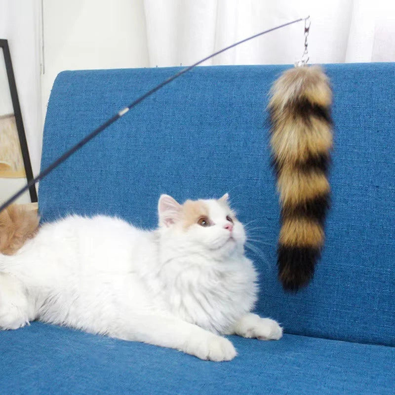 Funny Pet Cat Stick Fox Hair Replacement Head Good Toughness Feather Stick Cat Toy