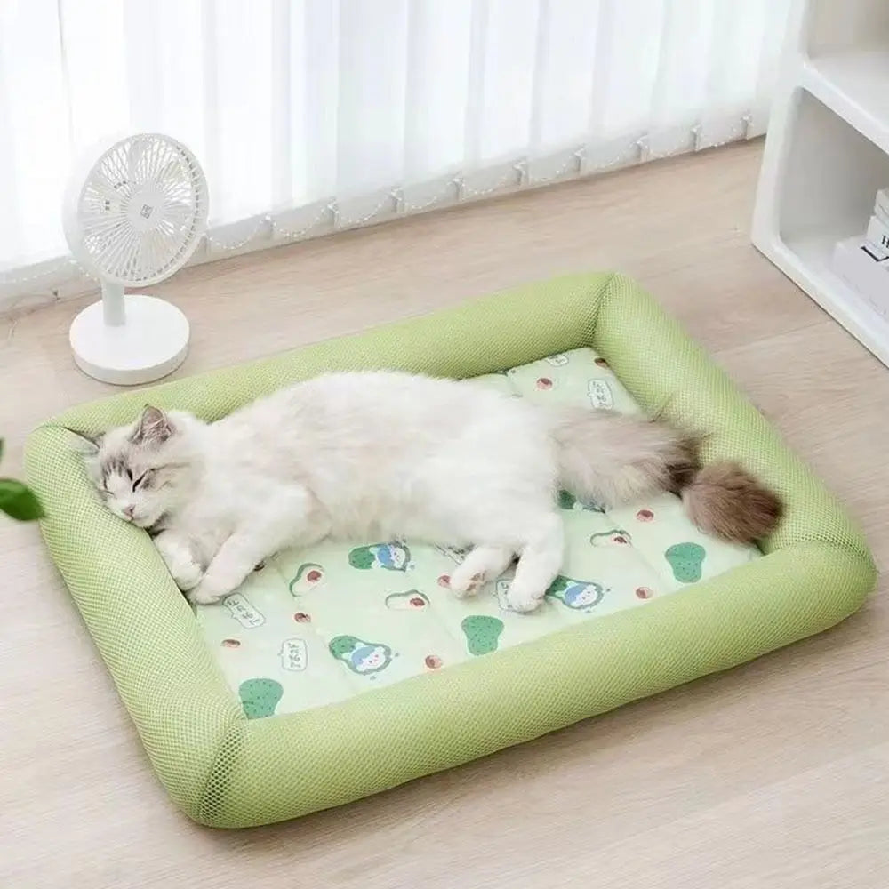 Durable Square Cooling Puppy Bed Breathable Neck-protecting Pet Cooling Mat Soft Wear-resistant Dog Sleeping Pad Home