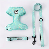 Breathable Adjustable Knit Fabric Dog Harness and Leash Set-All-Season Chest Vest with Press Buckle-for Small,Medium,Large Breed