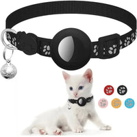 Cute Cat Collar Airtag Breakaway Reflective Kitten Collar with Bell for Apple Air Tag Holder Bell Nylon Silicone Collar for Cats