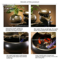 Minimalist Ceramic Waterflow Ornament Zen Chinese Style Office Desk Study Room Decorations Small Tabletop Fountain for Home