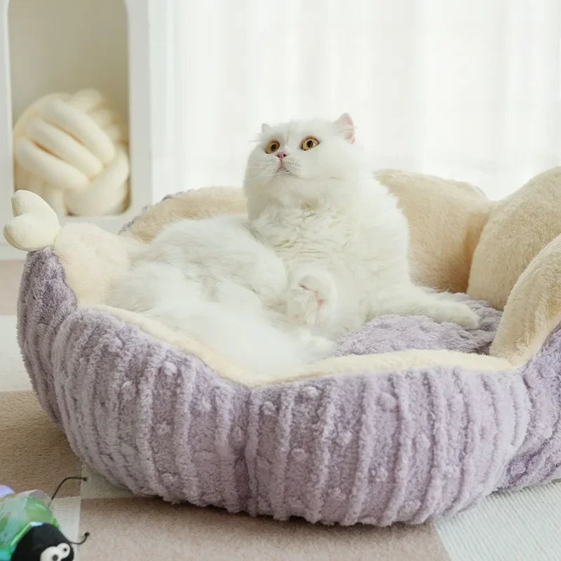 New Winter Soft Plush Pet Nest Semi Closed Cactus Pet Cat Mat Dog Bed Suitable for Small Medium-sized Cat/dog House Pet Supplies