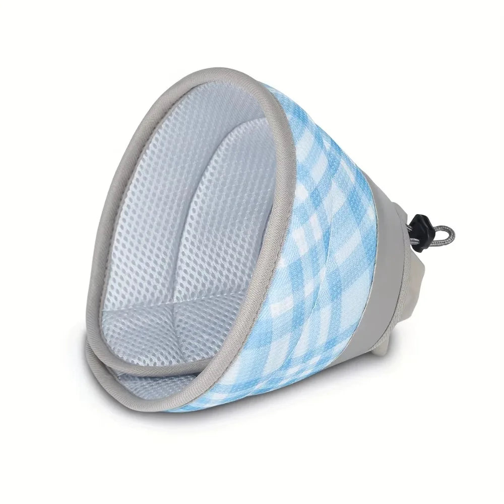 Plaid Pattern Pet Elizabeth Collar Breathable Material Adjustable Design Cat Elizabeth Circle Anti Scratch Anti Bite Protection