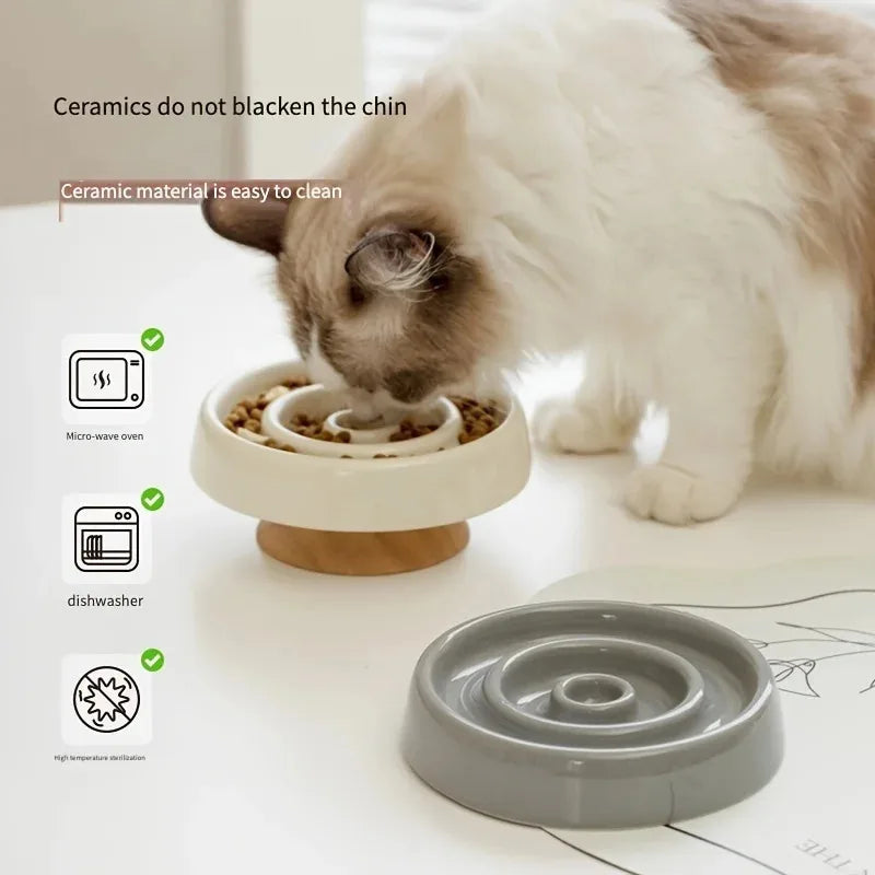 Ceramic Anti - Gulping Pet Feeding Container - Slow Feeder Bowl for Dogs and Cats, Puzzle Food Dish to Prevent Fast Eating