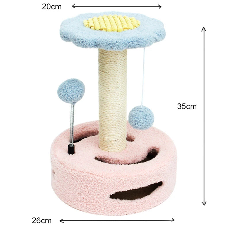Sunflower Sisal Cat Tree Small Cat Scratching Post With Interactive Balls Cat Jumping Platform & Scratcher For Kittens