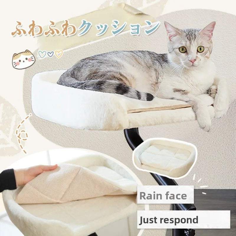 Adjustable Desktop Cats Shelf Rotating Plush Cat Bed Space-Saving Cat Hammock for Desk Multi-Functional Pet Climbing Bed