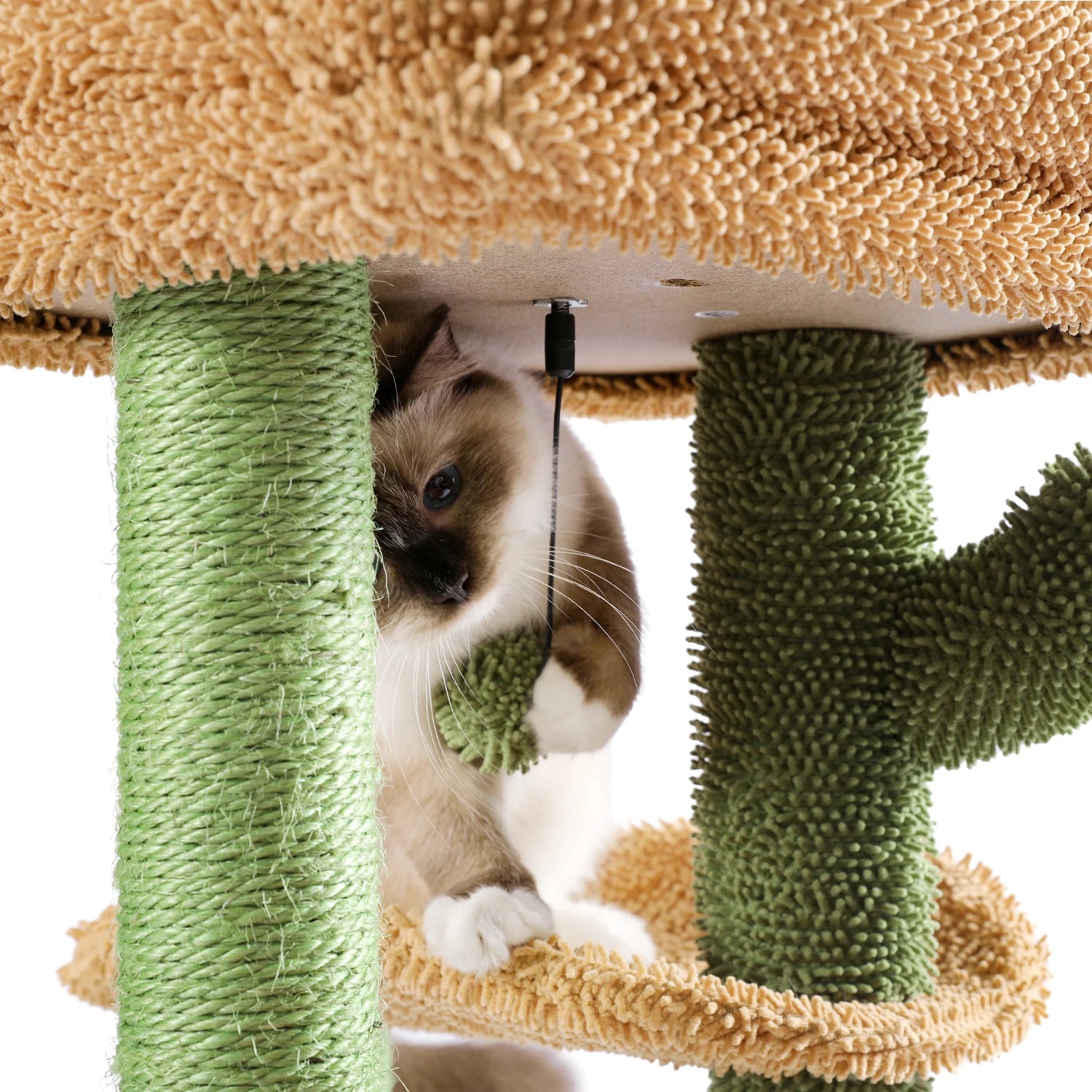 Cactus Cat Tree Cat Tower with Basket Lounger,Spacious Condo, Top Perches, Natural Sisal Scratching Post, Cat furniture,Cat Toys