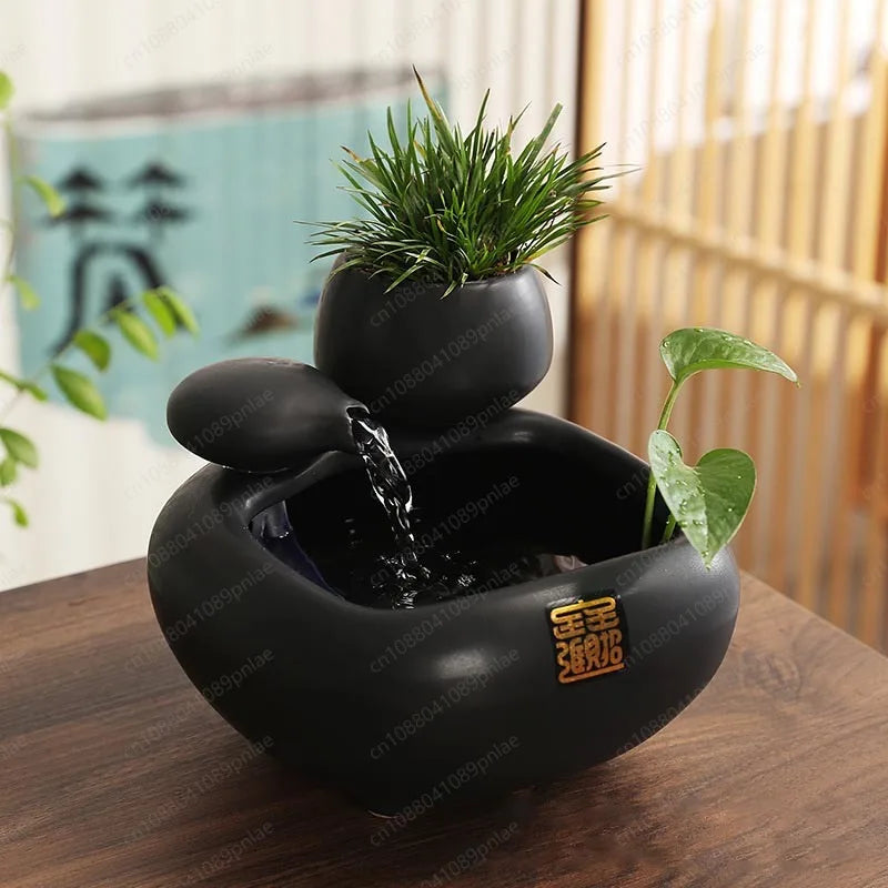 Creative Ceramic Flowing Water Fountain Office Desktop Decor