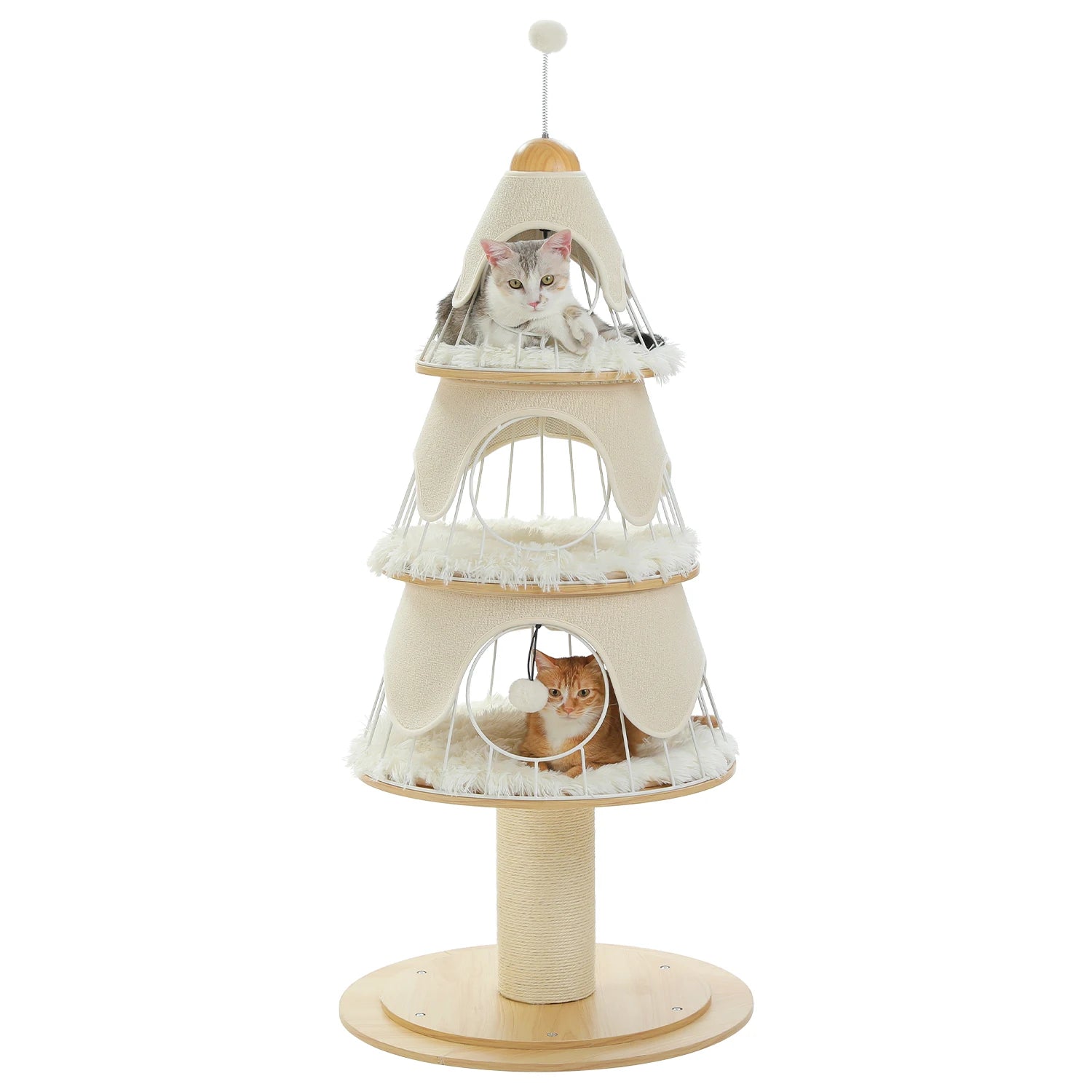 Christmas Festival Cat Tree Tower with 3 Cozy Condos,Sisal Scratching Posts,Cat House Bed Cat Furniture,Cat Accessories for Cats