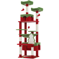 Christmas Festival Cat Tree Tower with 3 Cozy Condos,Sisal Scratching Posts,Cat House Bed Cat Furniture,Cat Accessories for Cats