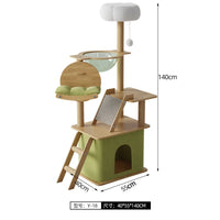 Cat Tree with Cat House Scratching Post Jumping Platform and Large Space Capsule Design for Cats Non-Space-Consuming Toy