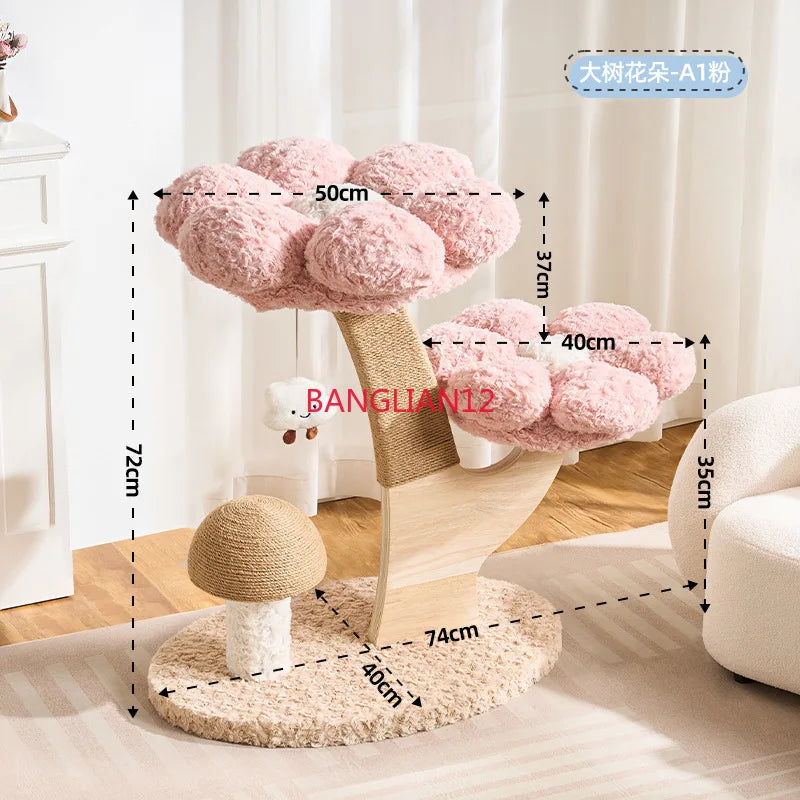 Cat climbing frame is small and does not occupy a  litter. It is integrated with wear-resistant mushrooms and cat scratching