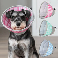 Plaid Pattern Pet Elizabeth Collar Breathable Material Adjustable Design Cat Elizabeth Circle Anti Scratch Anti Bite Protection