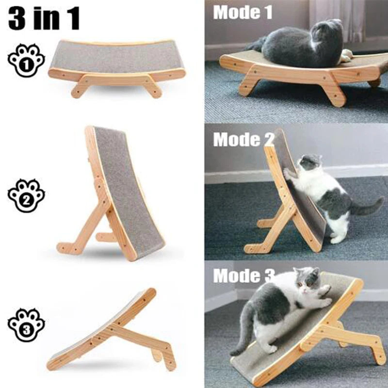 Cat Scratcher Cardboard With Solid Wooden Frame Kitten Scrapers Scratching Bed Reversible Pet Furniture For Cats 5 in 1 Toys