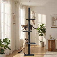 Adjustable Height Tall Cat Tree for Indoor Floor to Ceiling Cat Tower with Scratching Posts Cat Climbing Tree Scratcher Cat Toys