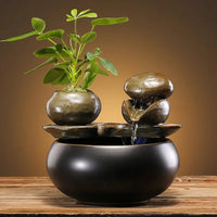 Minimalist Ceramic Waterflow Ornament Zen Chinese Style Office Desk Study Room Decorations Small Tabletop Fountain for Home