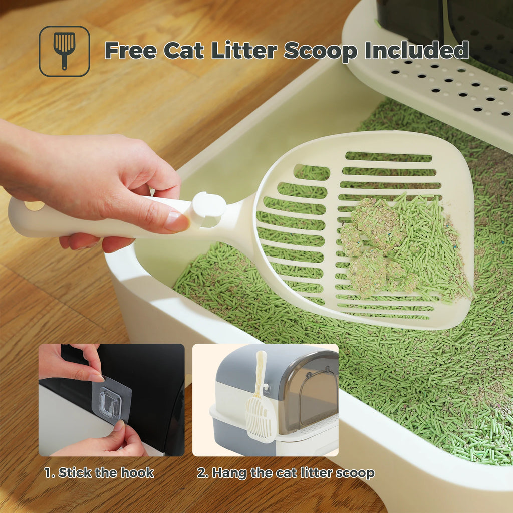 Foldable Cat Litter Box with Cat litter Scoop and Lid Indoor Large Drawer Type Enclosed Cat Toilet Anti-Splashing Easy to Clean