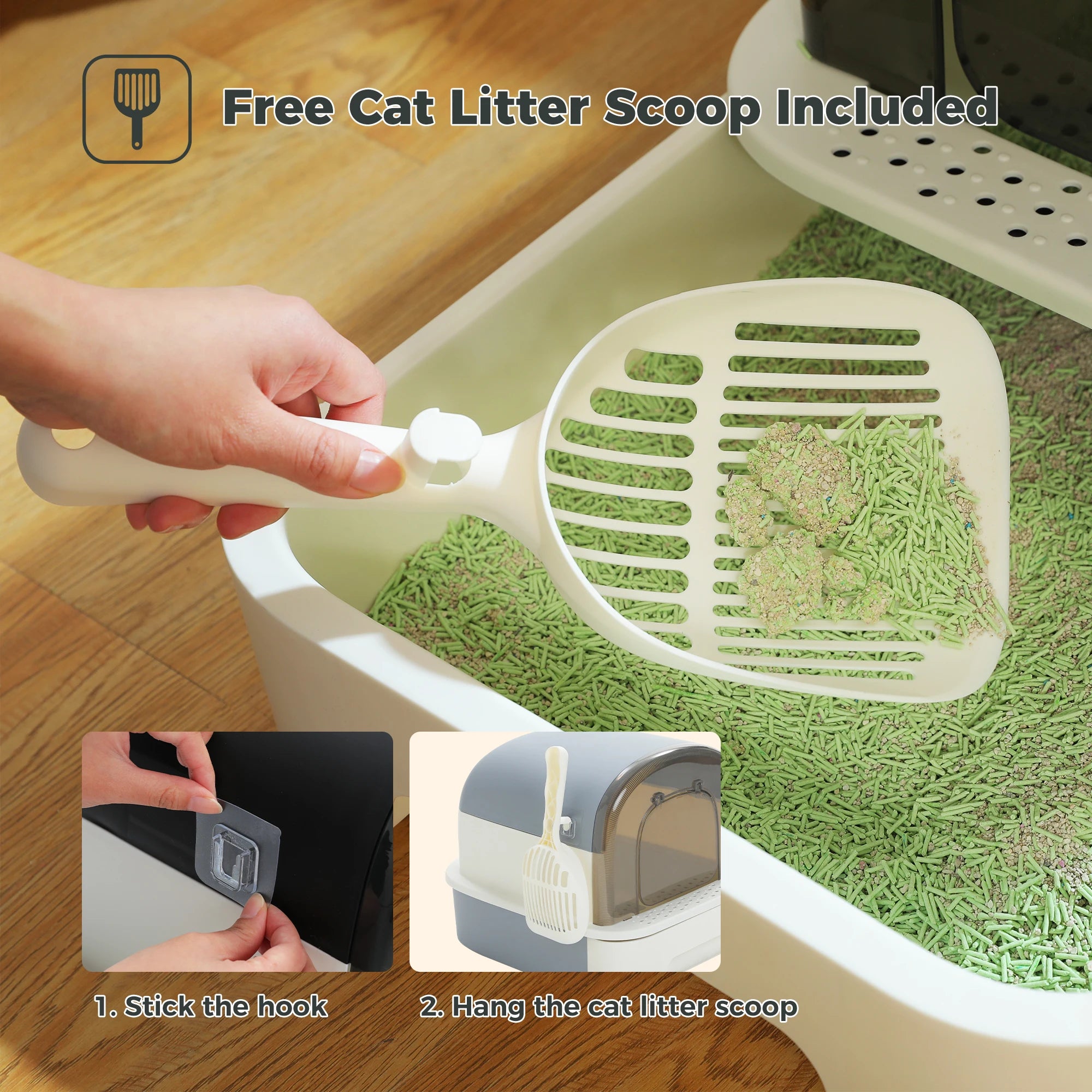 Foldable Cat Litter Box with Cat litter Scoop and Lid Indoor Large Drawer Type Enclosed Cat Toilet Anti-Splashing Easy to Clean