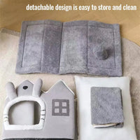Foldable Double Roof Dog House Small Kennel Bed Mat Winter Warm Cat Nest Pet Sofa Cave Basket for Puppy 3.5kg