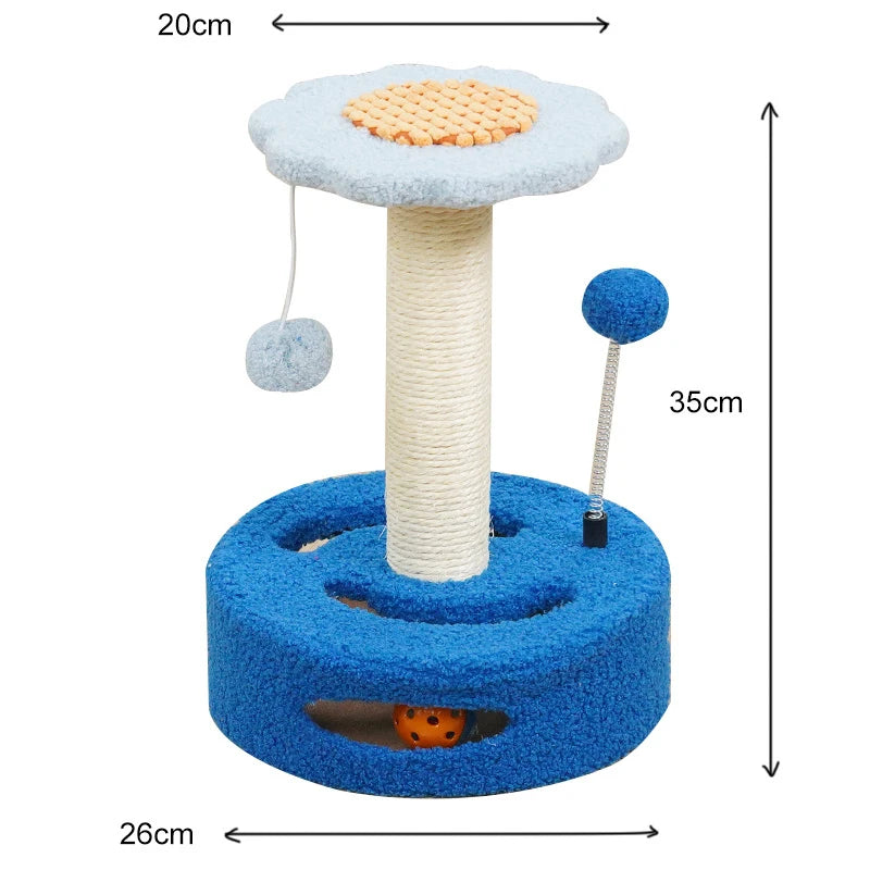 Sunflower Sisal Cat Tree Small Cat Scratching Post With Interactive Balls Cat Jumping Platform & Scratcher For Kittens