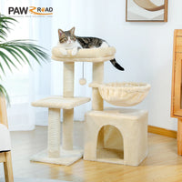 2 in 1 Cat Tree with Sisal Scratching Posts Cozy Condo Soft Hammock Removable Tope Perch Small Cat Tower for Indoor Cat Toys