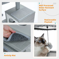 Modern Cat Tree with Sisal Scratching Posts Two Cozy Cat Condo Wooden Cat Tower for Indoor Cats Kitten Furniture House Cat Toys