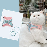 Cat Dog Noctilucent Harness with Lead Leash Adjustable Vest Polyester Mesh Breathable Harnesses Reflect Light Cat Accessories