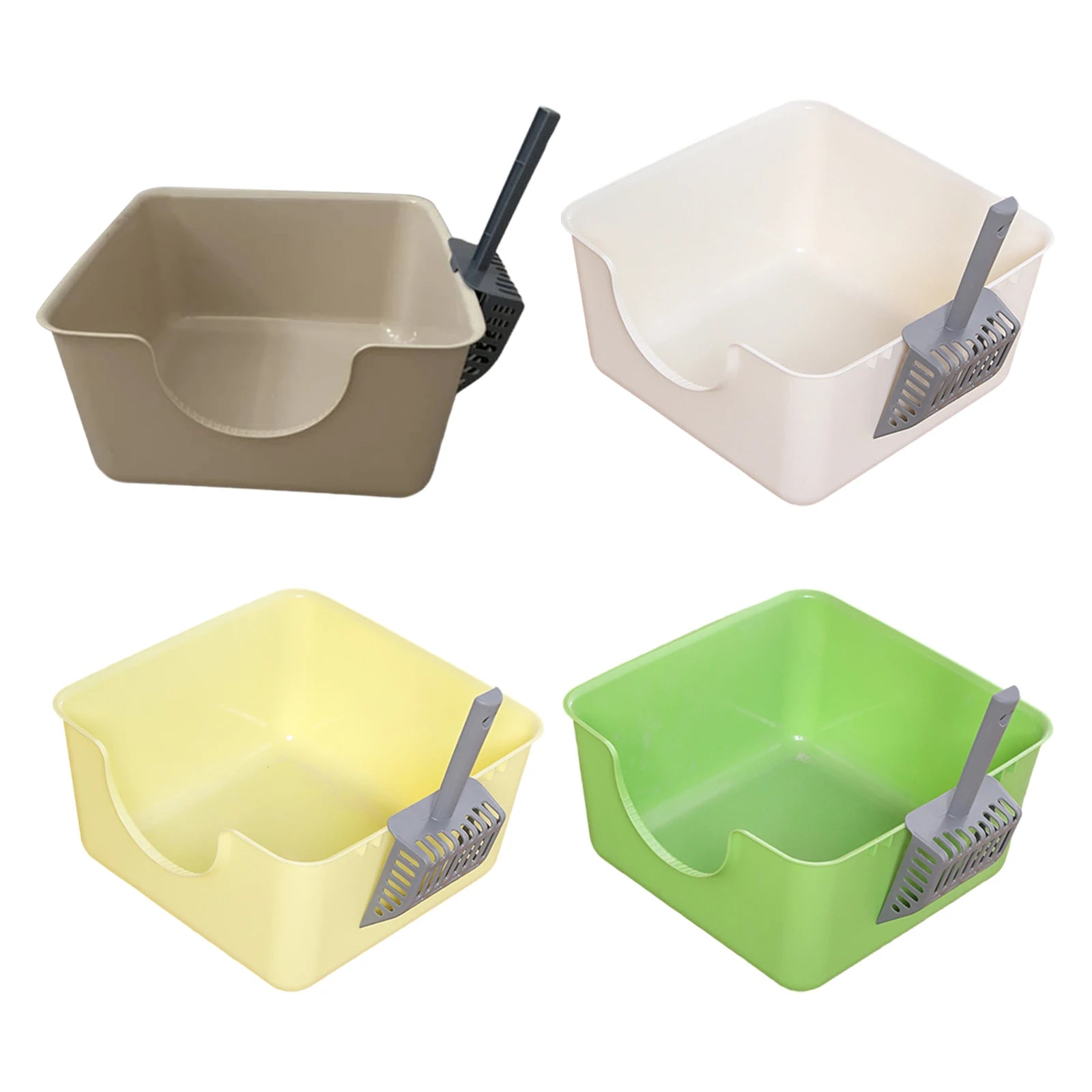 Open Top Pet Litter Tray Anti Splashing Cat Bedpan Cat Litter Box with High Side Kitty Litter Pan for Kitten Small Medium Cats