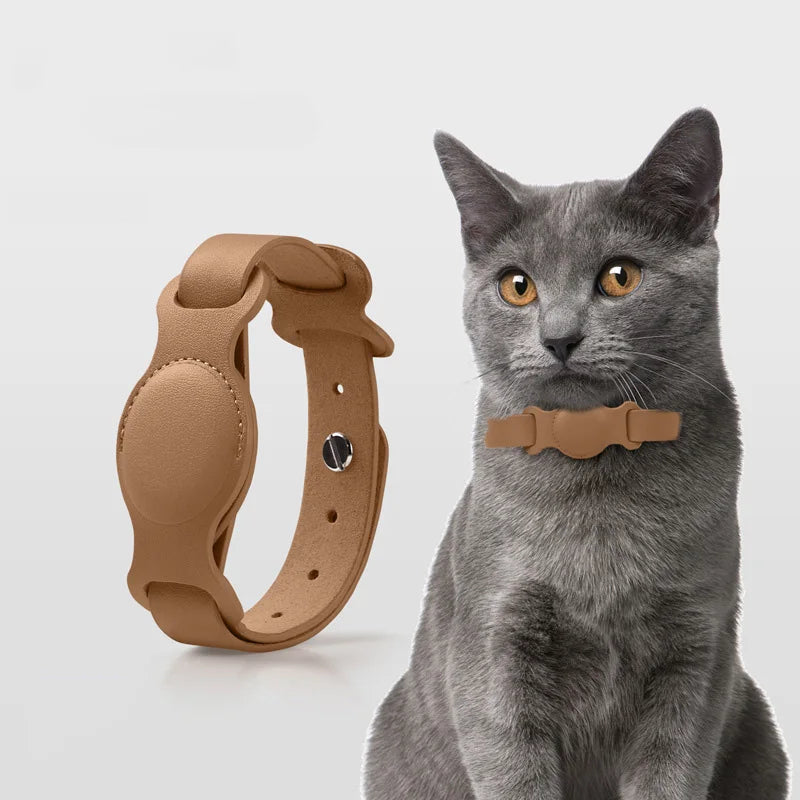 High-quality PU Leather Pet Collar With Airtag Holder, 3 Sizes Adjustable Pet Collar Perfect For Cat/Puppy/ Medium Large Dog