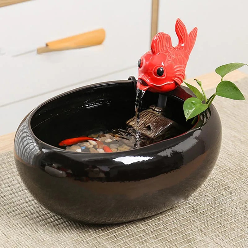 Creative Ceramic Flowing Water Fountain Office Desktop Decor