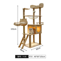 Cat Tree with Cat House Scratching Post Jumping Platform and Large Space Capsule Design for Cats Non-Space-Consuming Toy
