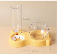 Pet Cat Food Bowl Automatic Feeder All-in-One Splice Dog Cat Food Bowl and Drinking Fountain Drinking Raised Standing Dish Bowl