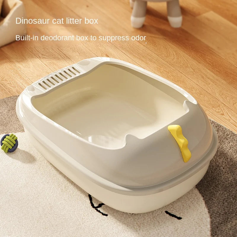 Dinosaur Semi-Closed Cat Litter Box Extra Large Anti-Splash Bedpan Washable Removable Plastic Toilet Stock Wholesale
