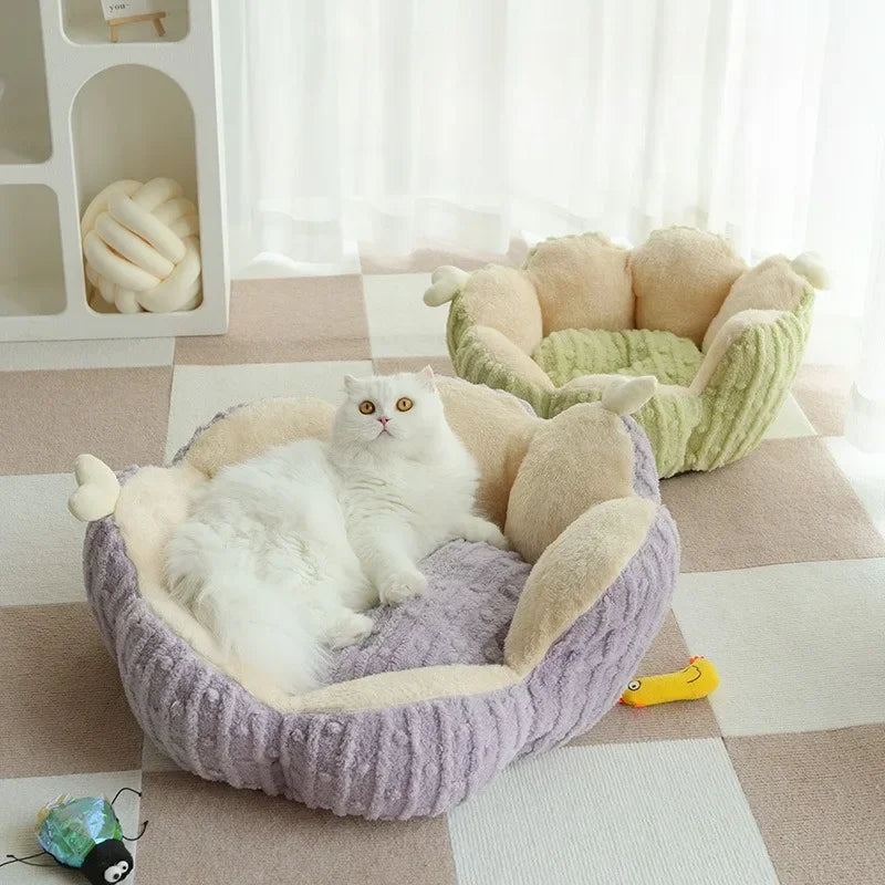 New Winter Soft Plush Pet Nest Semi Closed Cactus Pet Cat Mat Dog Bed Suitable for Small Medium-sized Cat/dog House Pet Supplies